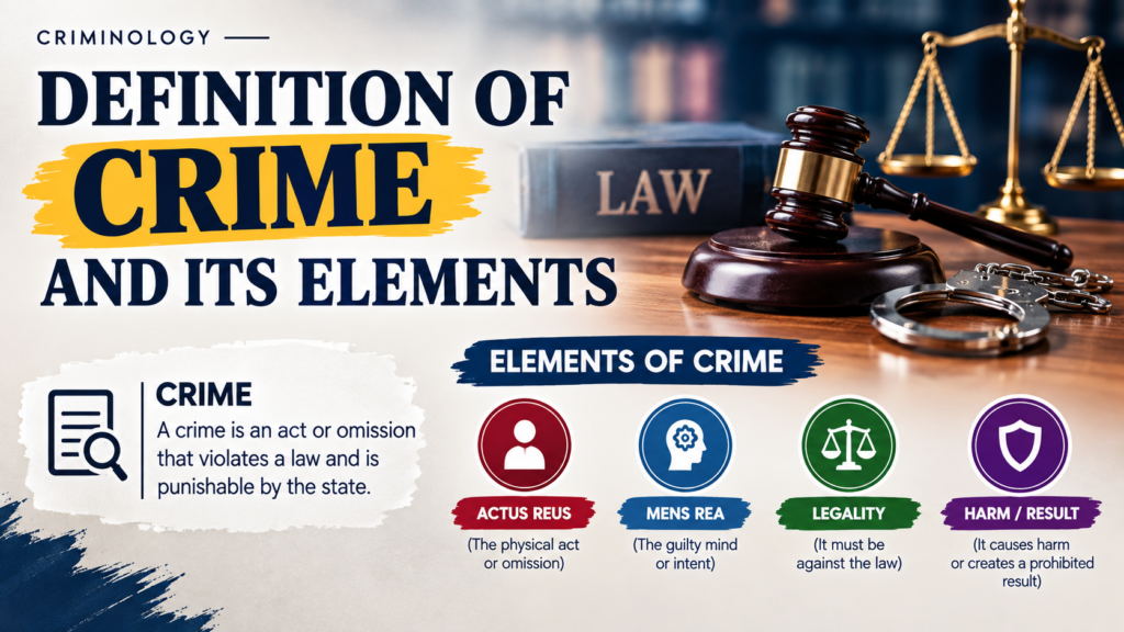 Definition of crime and its elements in criminology